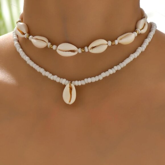 Handmade Sea Shell Necklace for Women Summer Adjustable Natural Shell Collar Nec - Picture 3 of 7